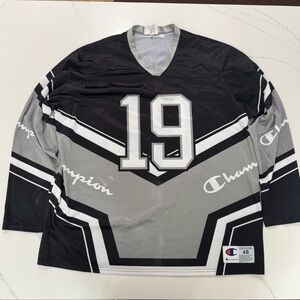 Vintage Y2K Champion black and grey hockey jersey